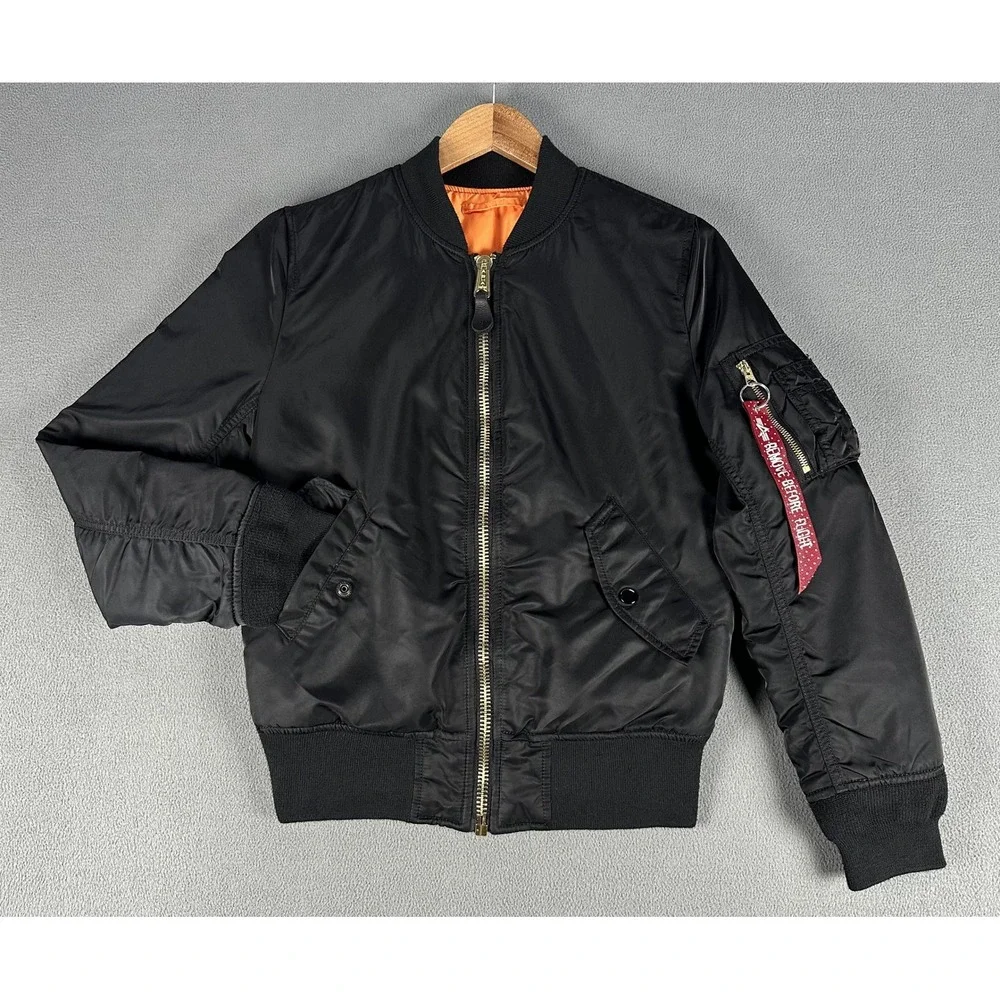 Alpha Industries Bomber Jacket Small Black MA-1 Flight Military Fighter Pilot